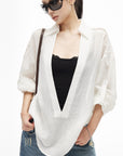 IAMXIAA Sheer Plunge Collar Shirt