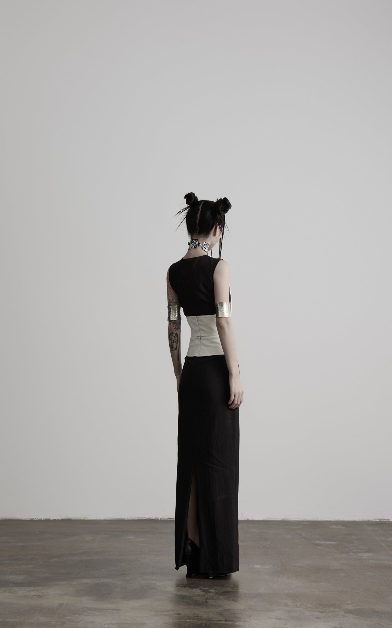 DOINDULGE Contrast Panel Fitted Maxi Dress