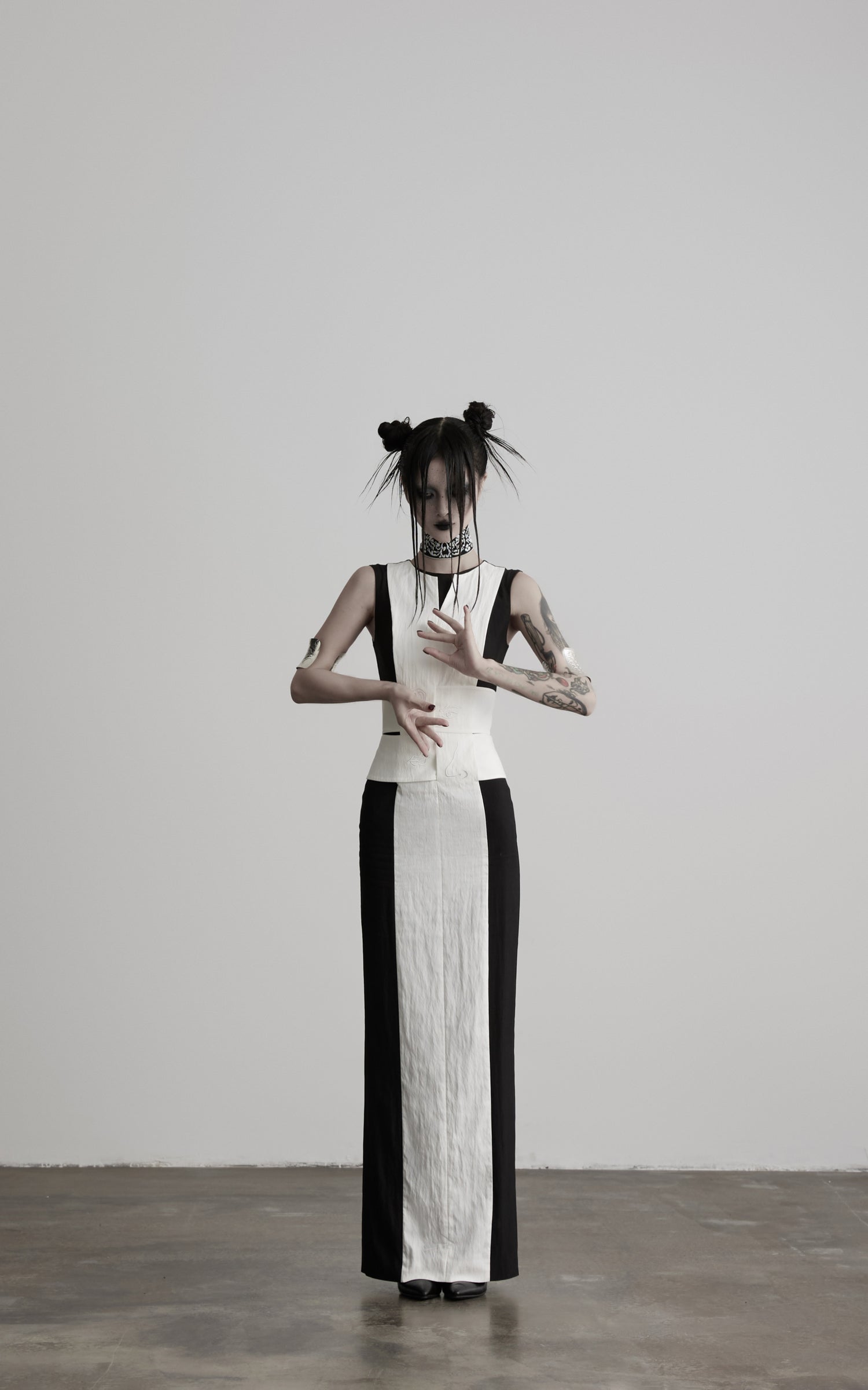 DOINDULGE Contrast Panel Fitted Maxi Dress