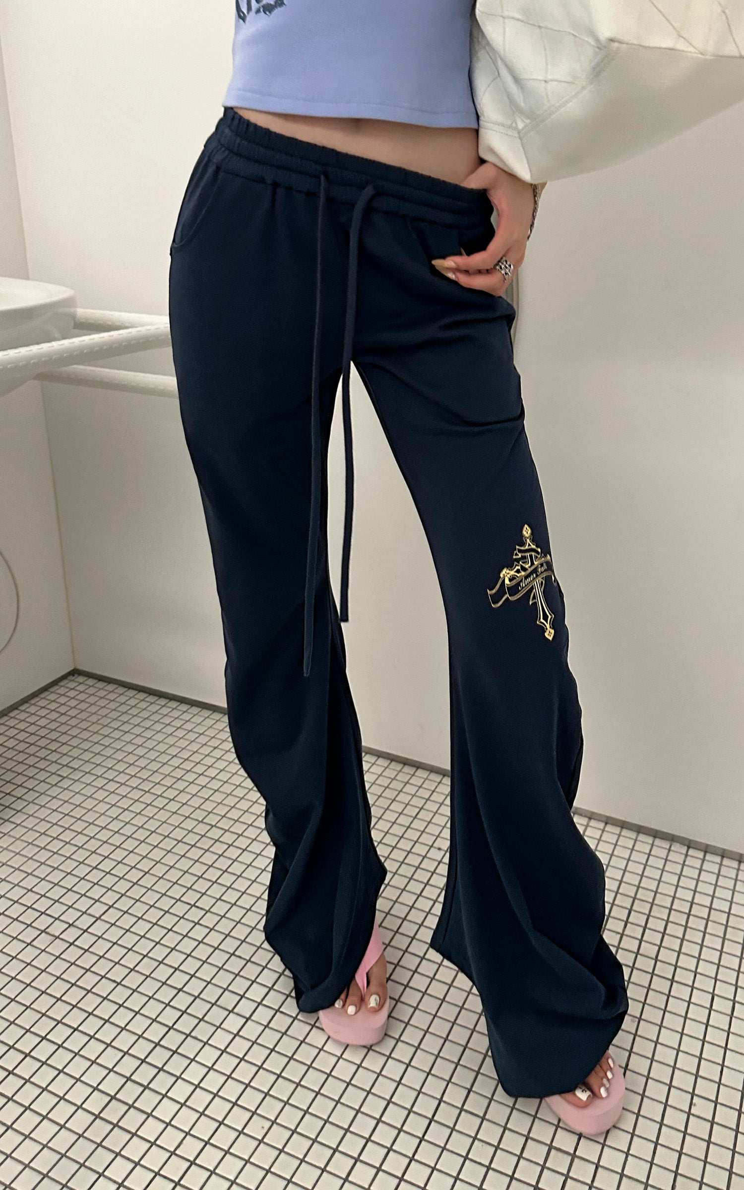 Rase le sol Draped Split-Hem Sweatpants