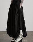 DOINDULGE Low-Rise Pleated Wide-Leg Balloon Pants