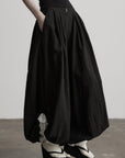 DOINDULGE Low-Rise Pleated Wide-Leg Balloon Pants