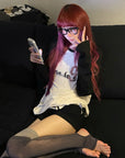 Rase le sol Contrast Raglan Graphic Long Sleeve Top & Low-Rise Shorts Set