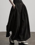 DOINDULGE Low-Rise Pleated Wide-Leg Balloon Pants