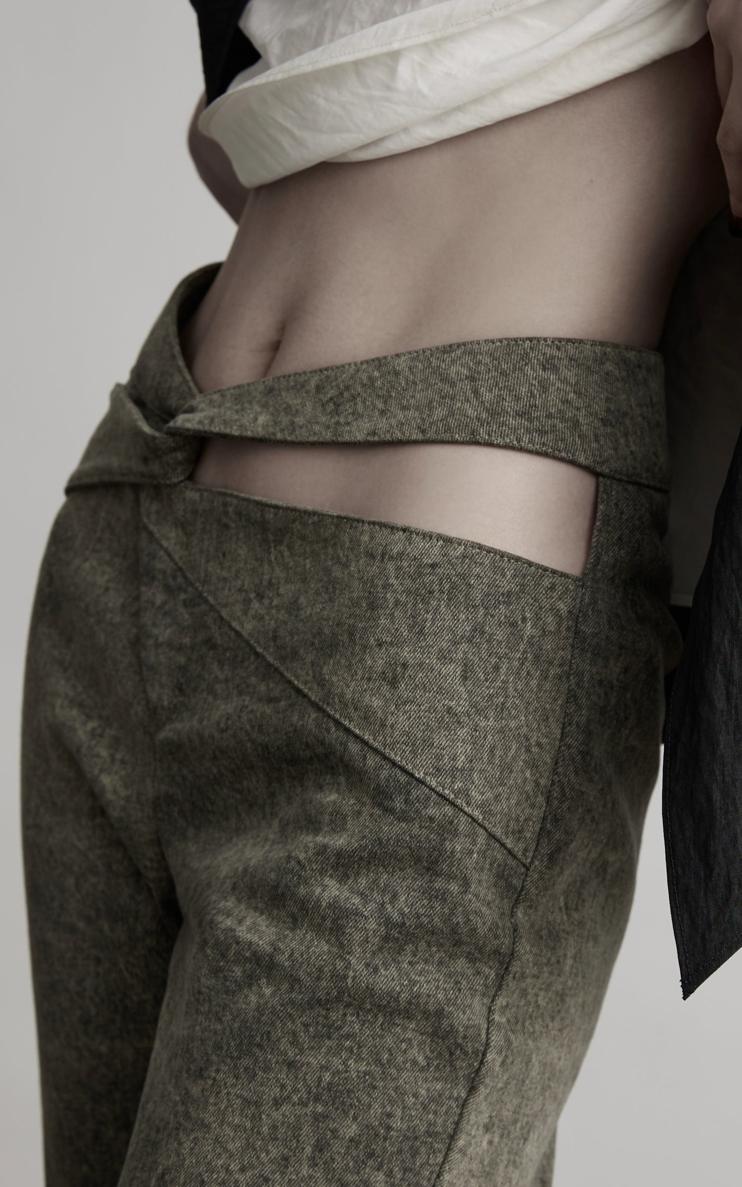 DOINDULGE Crossover Waist Flared Leg Pants