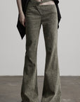 DOINDULGE Crossover Waist Flared Leg Pants