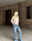 Rase le sol Openwork Pointelle Knit Button-Front Slim Long Sleeve Cardigan