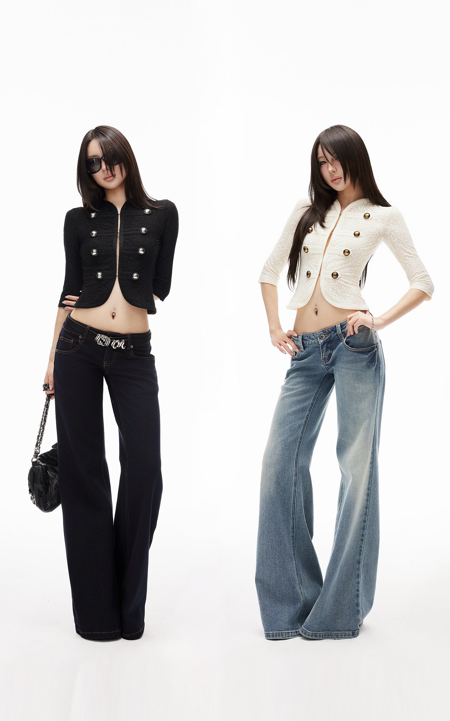 IAMXIAA Low Rise Wide Leg Flare Jeans
