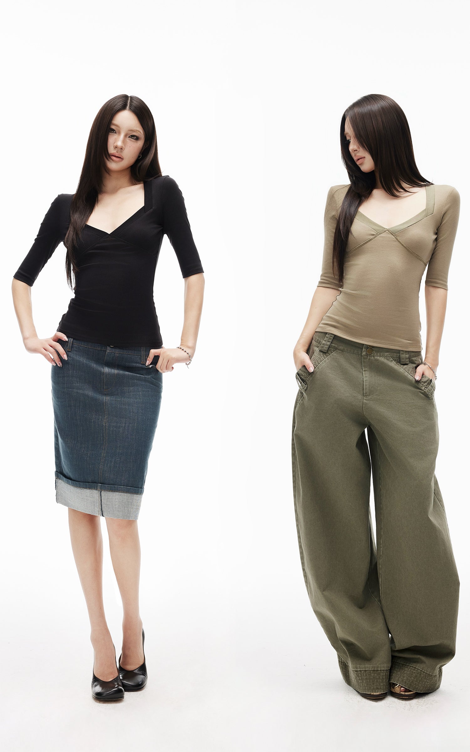 IAMXIAA Square Neck Seam Detail Top