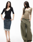 IAMXIAA Square Neck Seam Detail Top