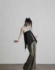 DOINDULGE Crossover Waist Flared Leg Pants