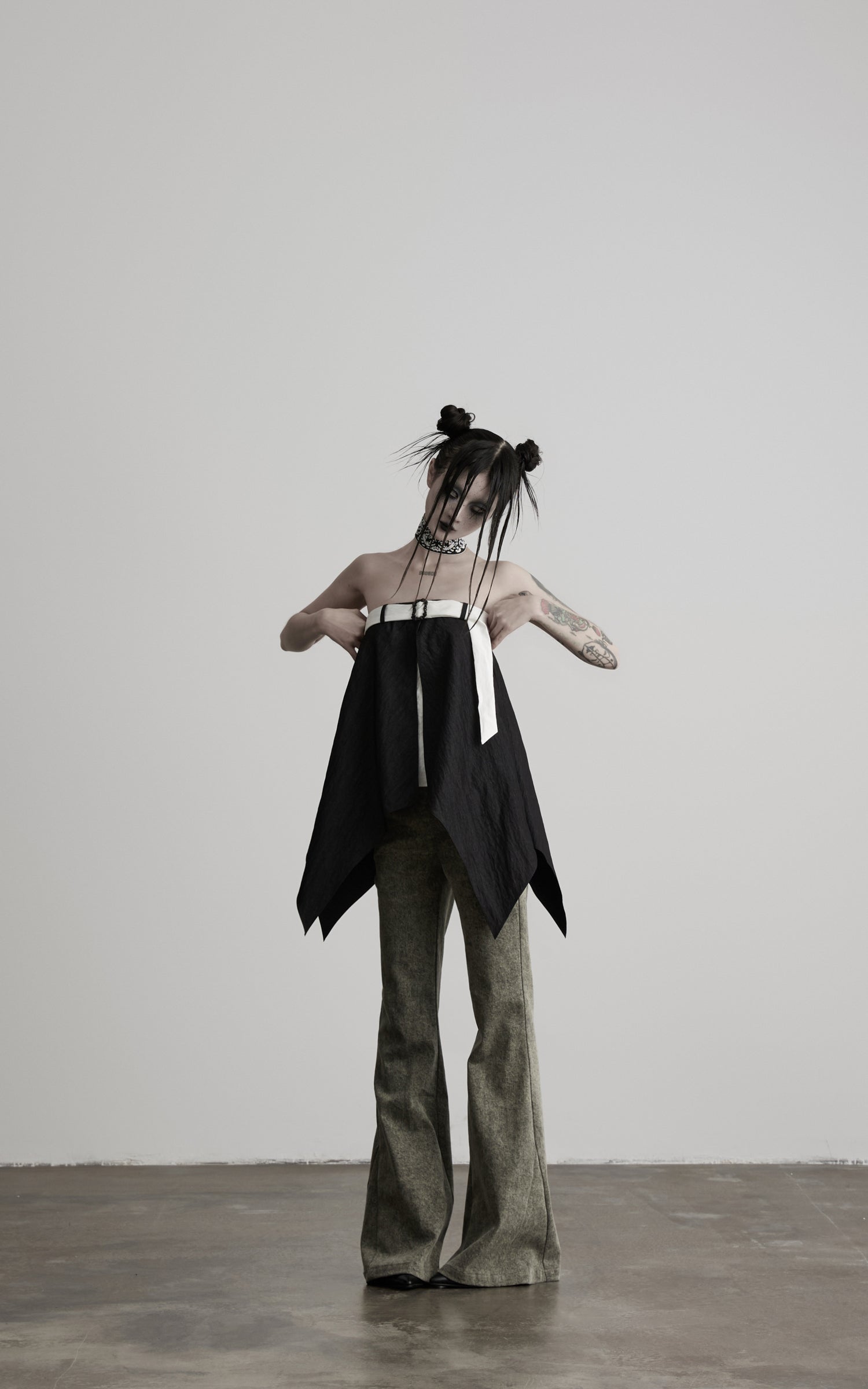 DOINDULGE Crossover Waist Flared Leg Pants