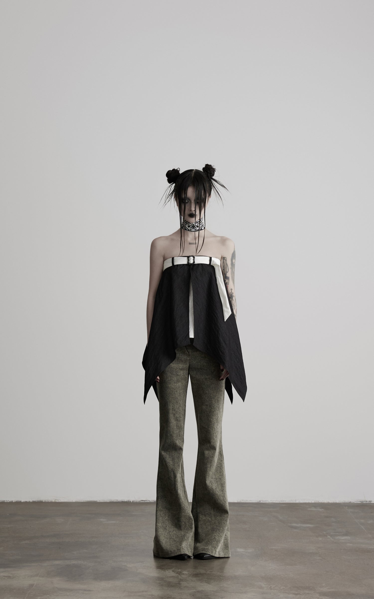 DOINDULGE Crossover Waist Flared Leg Pants
