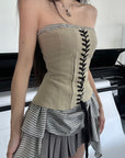 WARDEN EDGE Deconstructed Double-Waist Pleated Micro Skirt