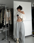 WARDEN EDGE Layered Waist Oversized Wide-Leg Sweatpants