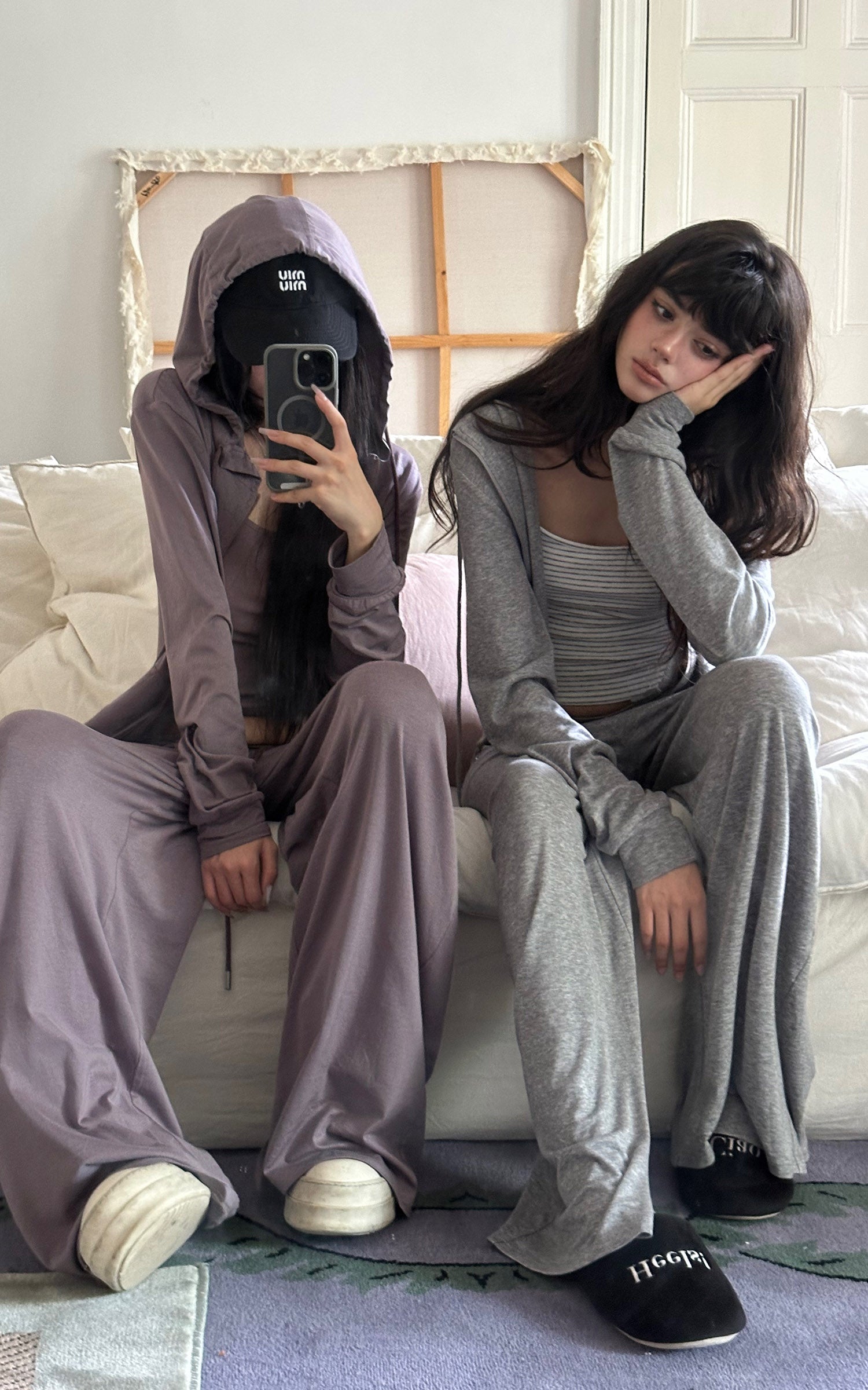 WARDEN EDGE Minimal Zip Hoodie &amp; Camisole &amp; Wide Leg Pants Three Piece Set