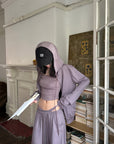 WARDEN EDGE Minimal Zip Hoodie & Camisole & Wide Leg Pants Three Piece Set