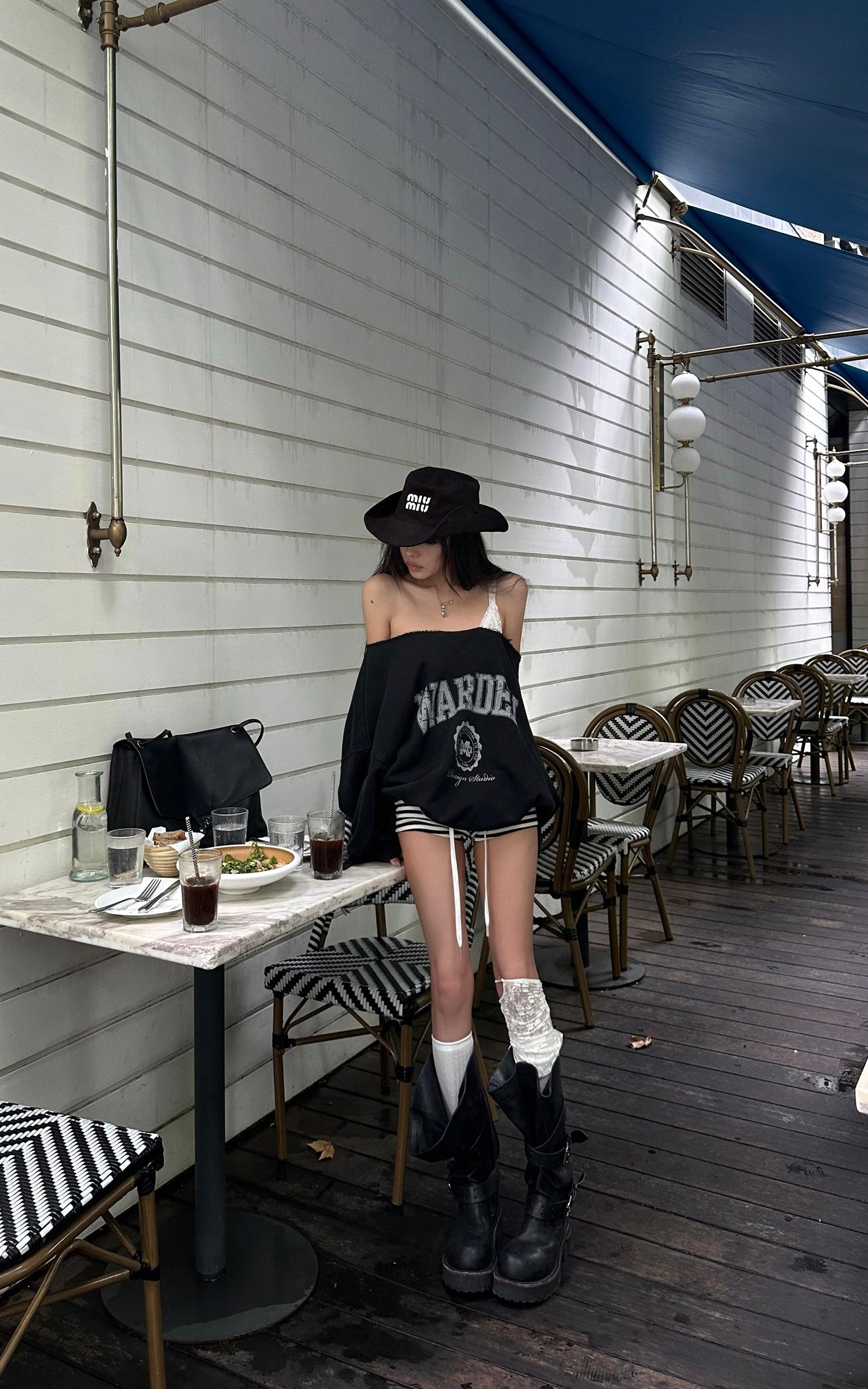 WARDEN EDGE Striped Drawstring Mini Shorts