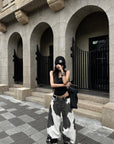 WARDEN EDGE Bleached Cowhide Wide-Leg Jeans