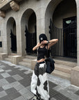 WARDEN EDGE Bleached Cowhide Wide-Leg Jeans