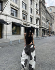 WARDEN EDGE Bleached Cowhide Wide-Leg Jeans