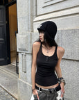WARDEN EDGE Asymmetric Layered Tank Top With Sculptural Hemline