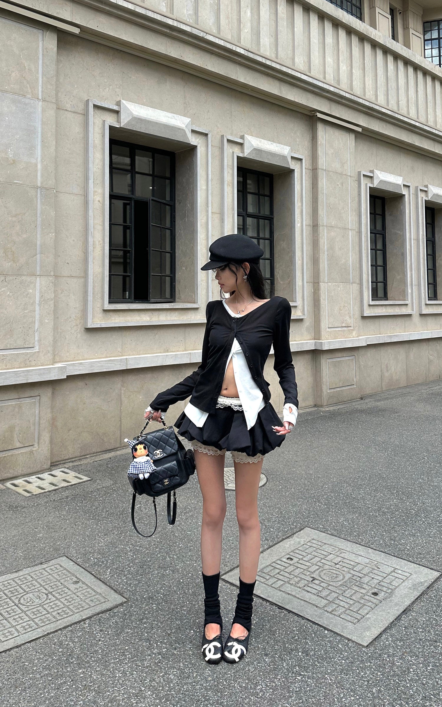 WARDEN EDGE Asymmetric Layered Button Long Sleeve Top