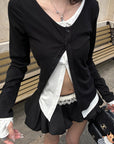 WARDEN EDGE Asymmetric Layered Button Long Sleeve Top