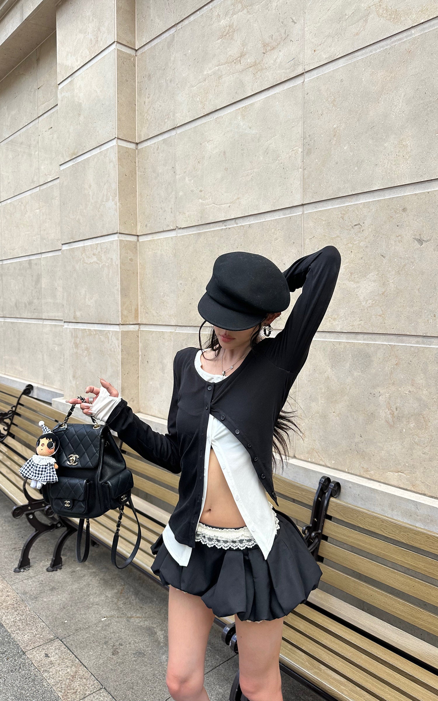 WARDEN EDGE Asymmetric Layered Button Long Sleeve Top