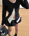 WARDEN EDGE Asymmetric Layered Button Long Sleeve Top
