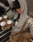 ROVENTE Striped Terry Zip Hoodie & Shorts Set
