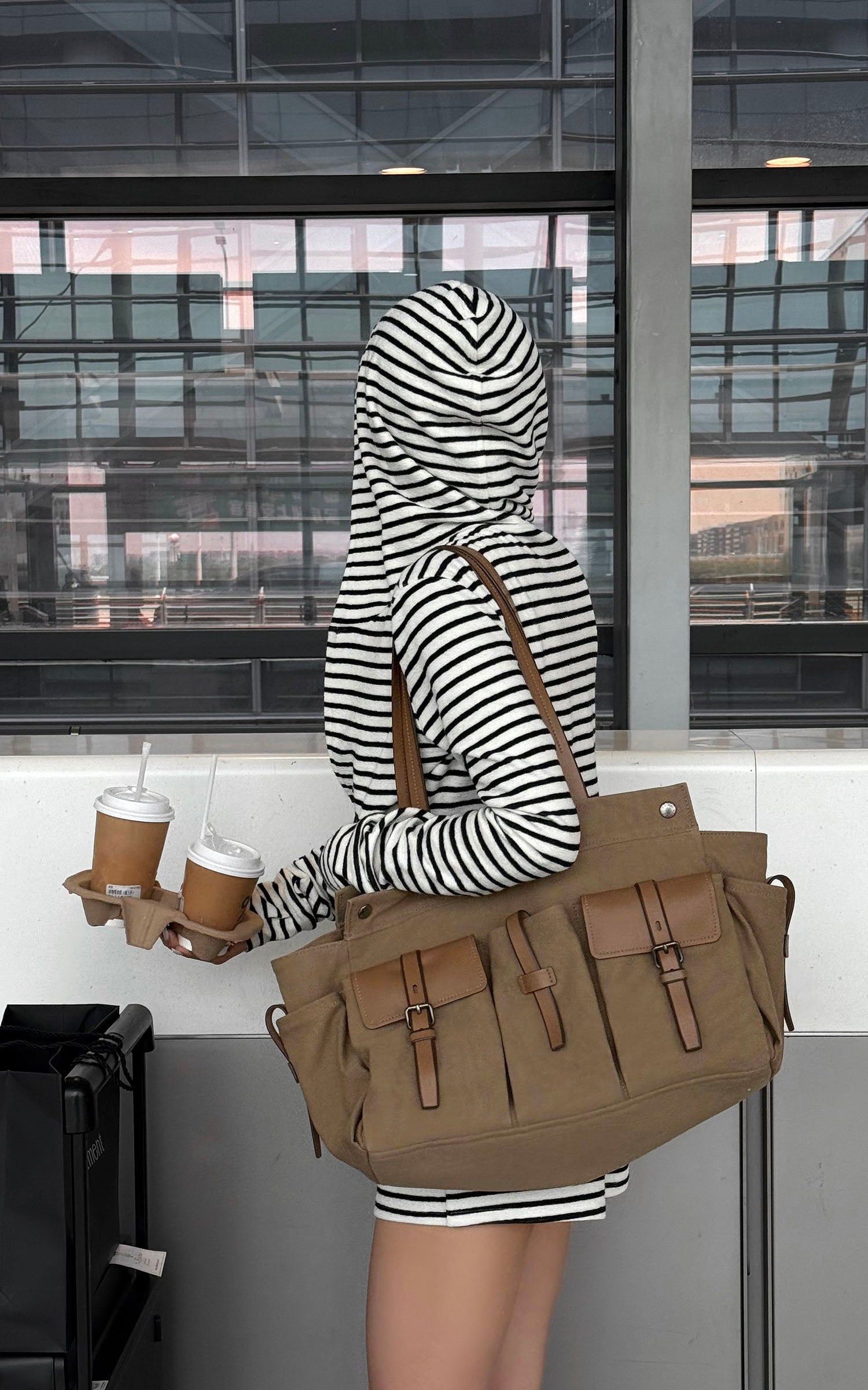 ROVENTE Striped Terry Zip Hoodie &amp; Shorts Set