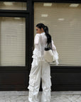 ROVENTE Low-Rise Wide Leg Cargo Pants