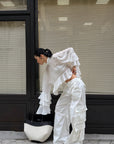 ROVENTE Low-Rise Wide Leg Cargo Pants