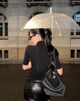 ROVENTE Sculpted Leather-Effect Mini Skirt