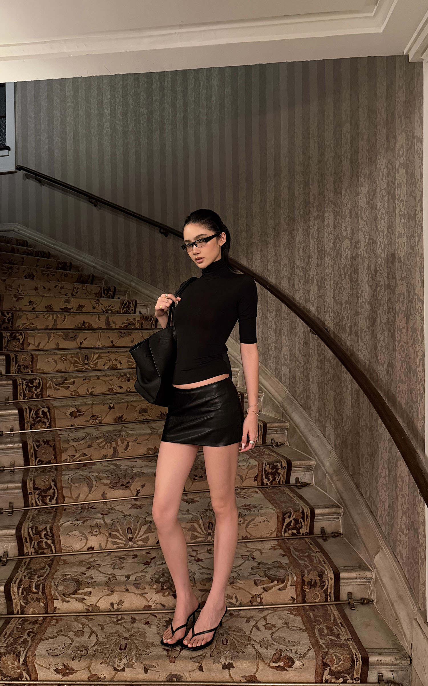 ROVENTE Sculpted Leather-Effect Mini Skirt