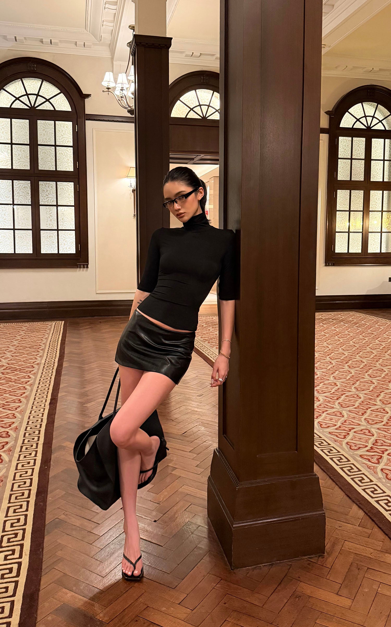 ROVENTE Sculpted Leather-Effect Mini Skirt