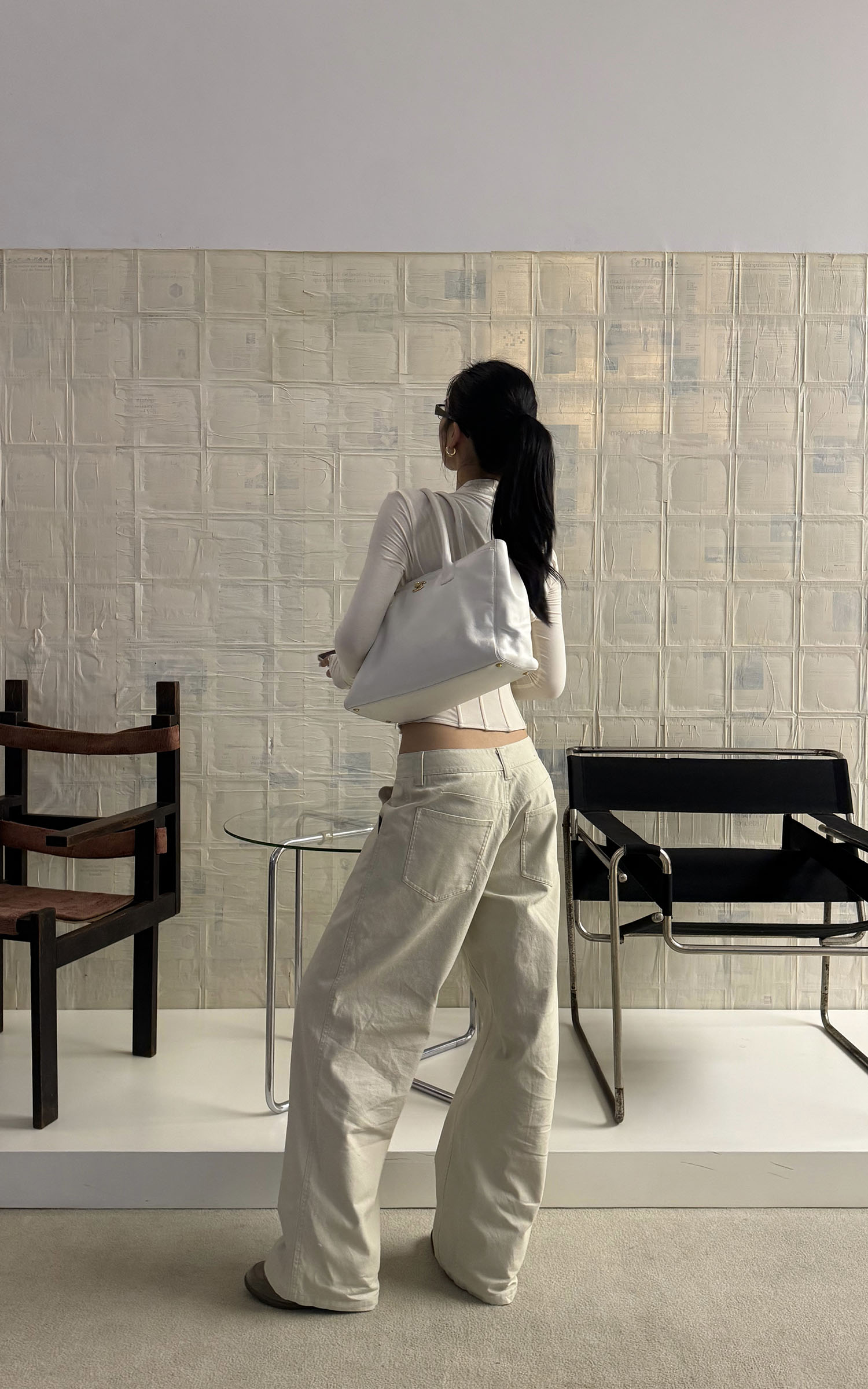 ROVENTE Low-Rise Wide-Leg Cotton Casual Pants