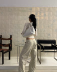 ROVENTE Low-Rise Wide-Leg Cotton Casual Pants