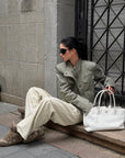 ROVENTE Low-Rise Wide-Leg Cotton Casual Pants