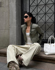ROVENTE Cropped Stand Collar Utility Jacket