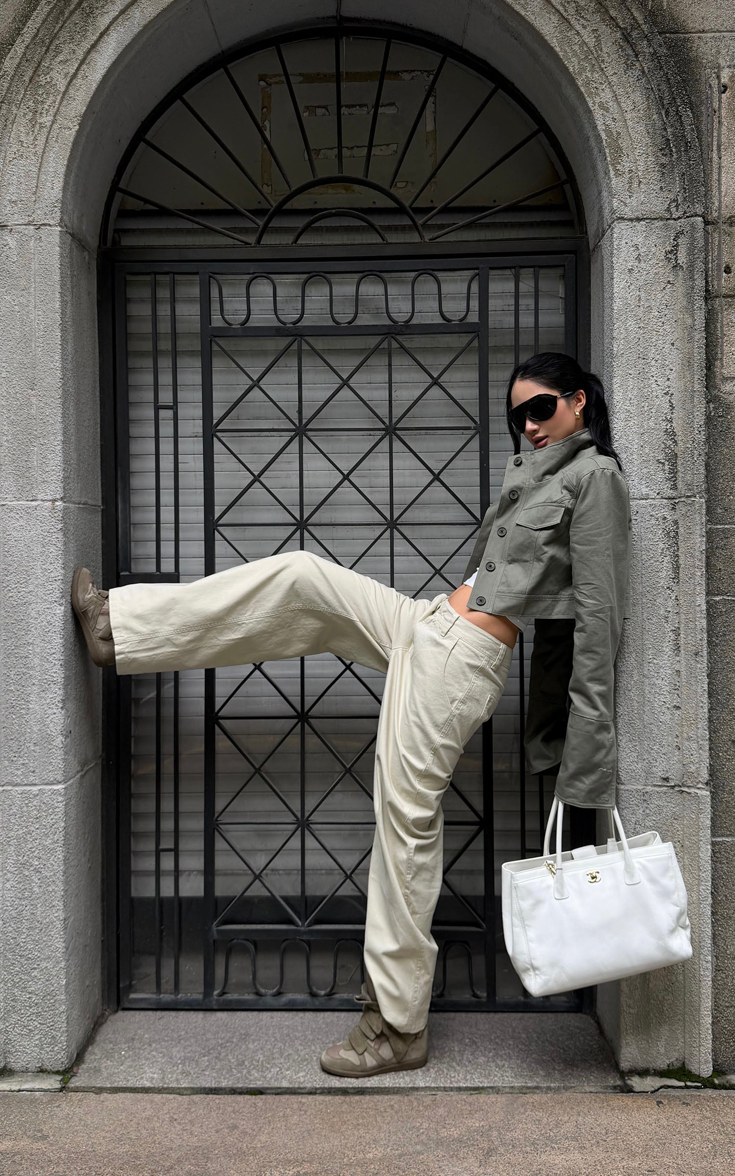 ROVENTE Low-Rise Wide-Leg Cotton Casual Pants