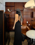 ROVENTE Open Back Hardware Maxi Dress