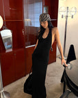 ROVENTE Open Back Hardware Maxi Dress