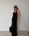 ROVENTE Open Back Hardware Maxi Dress