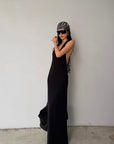 ROVENTE Open Back Hardware Maxi Dress