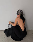 ROVENTE Open Back Hardware Maxi Dress