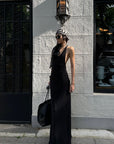 ROVENTE Open Back Hardware Maxi Dress