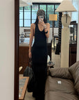 ROVENTE Open Back Hardware Maxi Dress