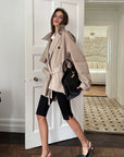 0122stepll Oversized Belted Short Trench Coat